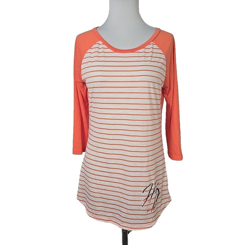 Harley-Davidson Orange White Stripe Fairbanks‎ Alaska T-shirt Top Medium M
